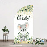 Aperturee - Aperturee Boho Green Glitter Koala Baby Shower Half Moon Arch Backdrop